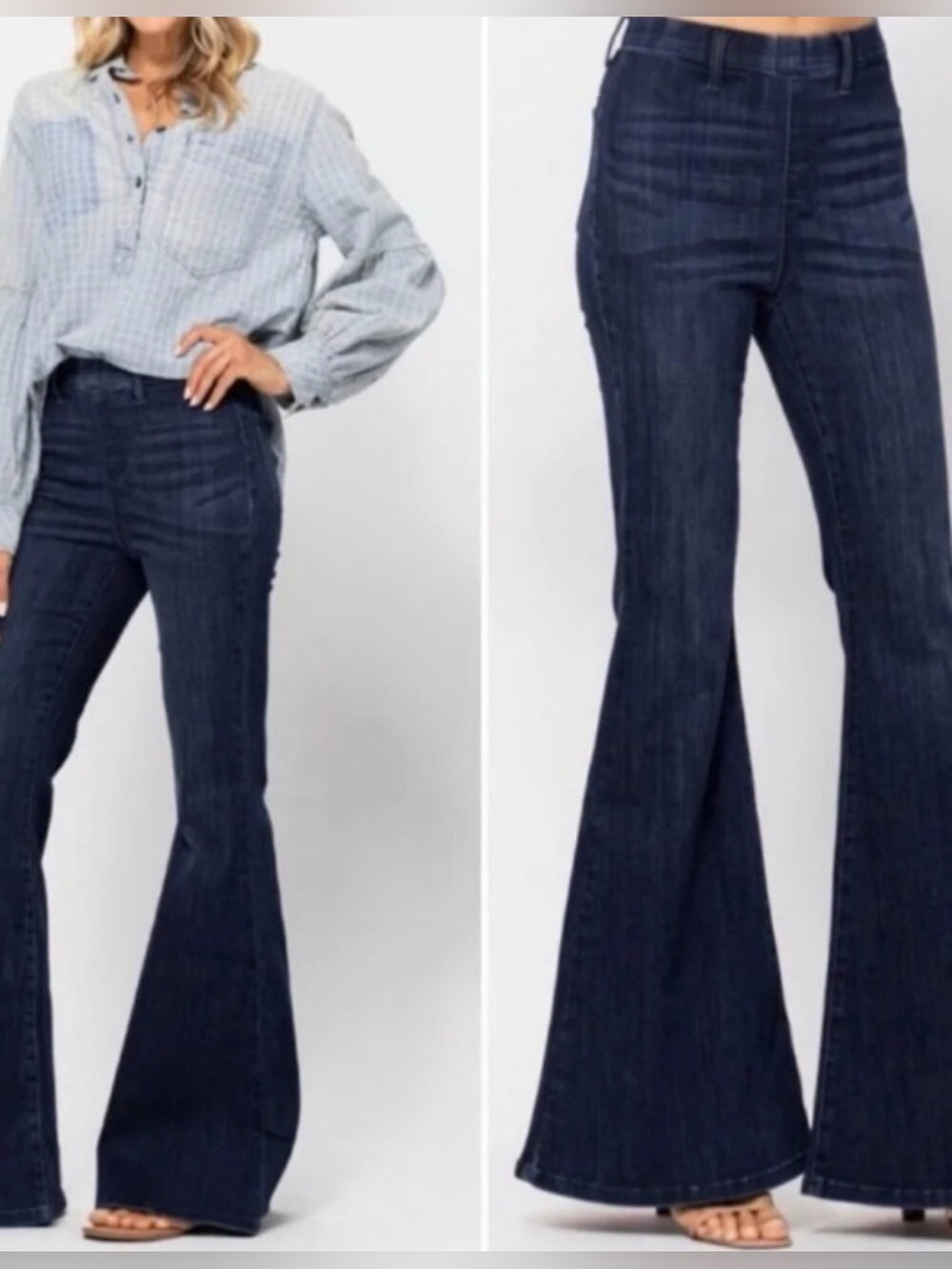 Judy Blue Womens Pull On Super Flare Jeans Sz 14W 
Hippie Retro Boho